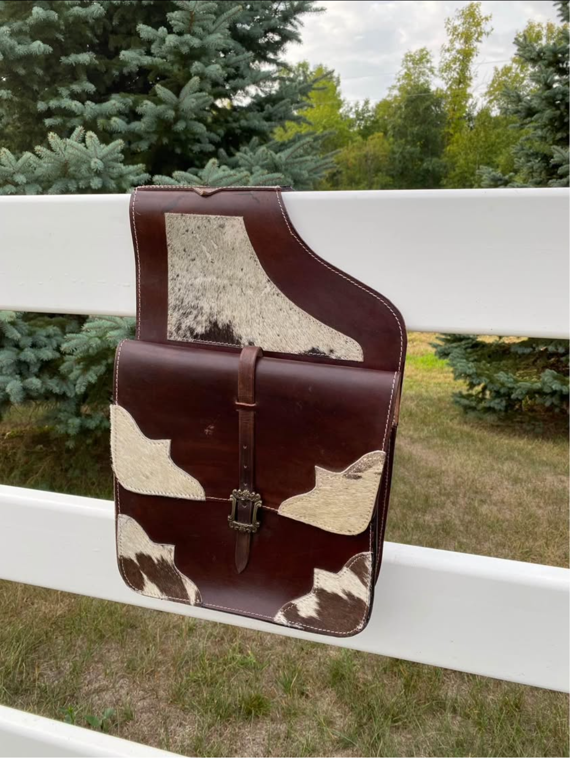 NWT Hair-On Cowhide Leather Western Horse Saddle Bags
