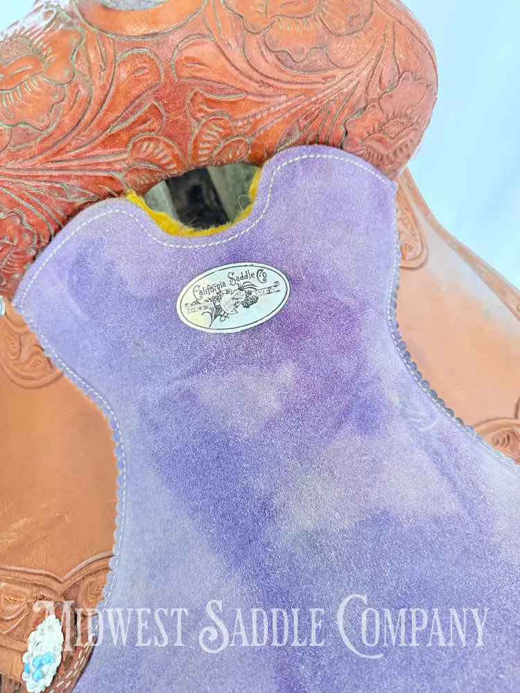 14” California Saddlery Western Barrel Saddle Rock n’ Roll Purple Skull