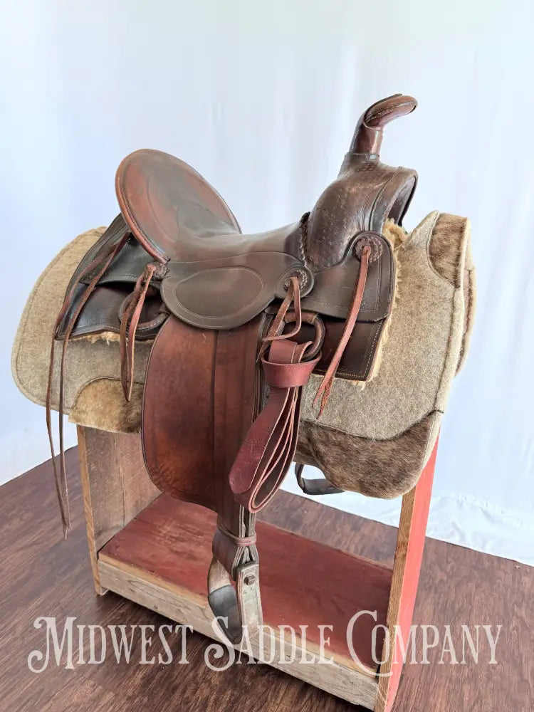 15” Antique Cowboy High Back Western Ranch Saddle