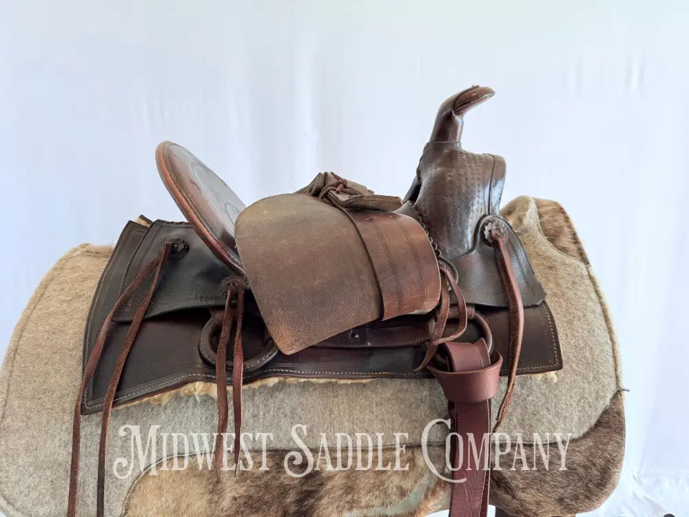 15” Antique Cowboy High Back Western Ranch Saddle