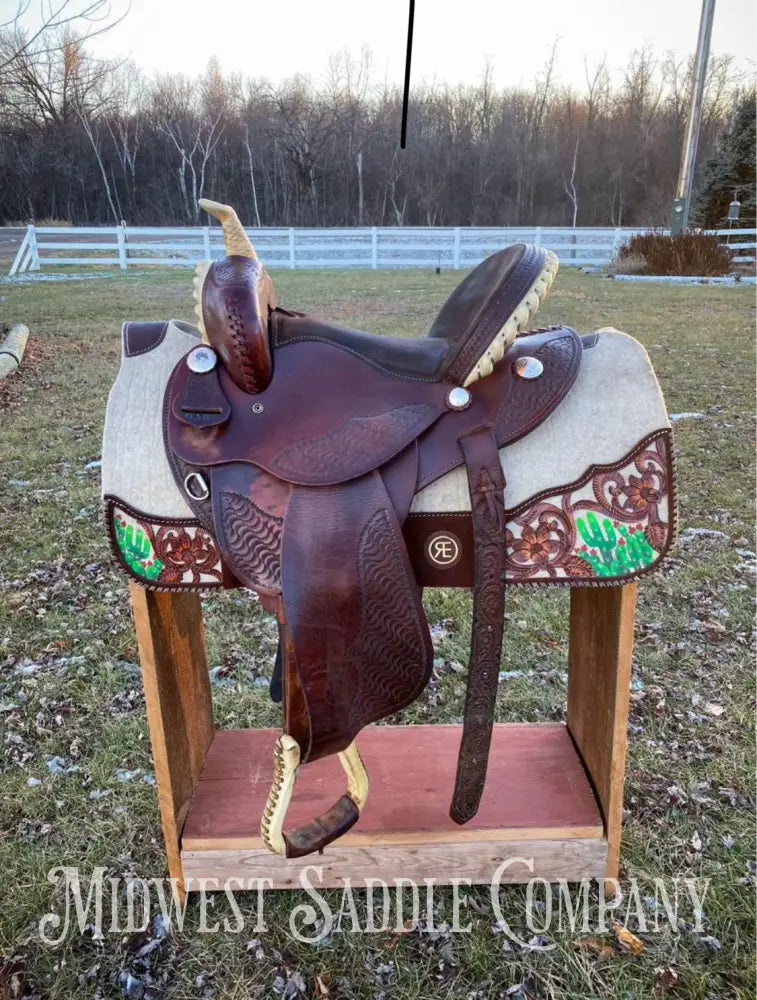 15β Custom Dm Saddles Western Barrel Saddle - Deep Seat High Back