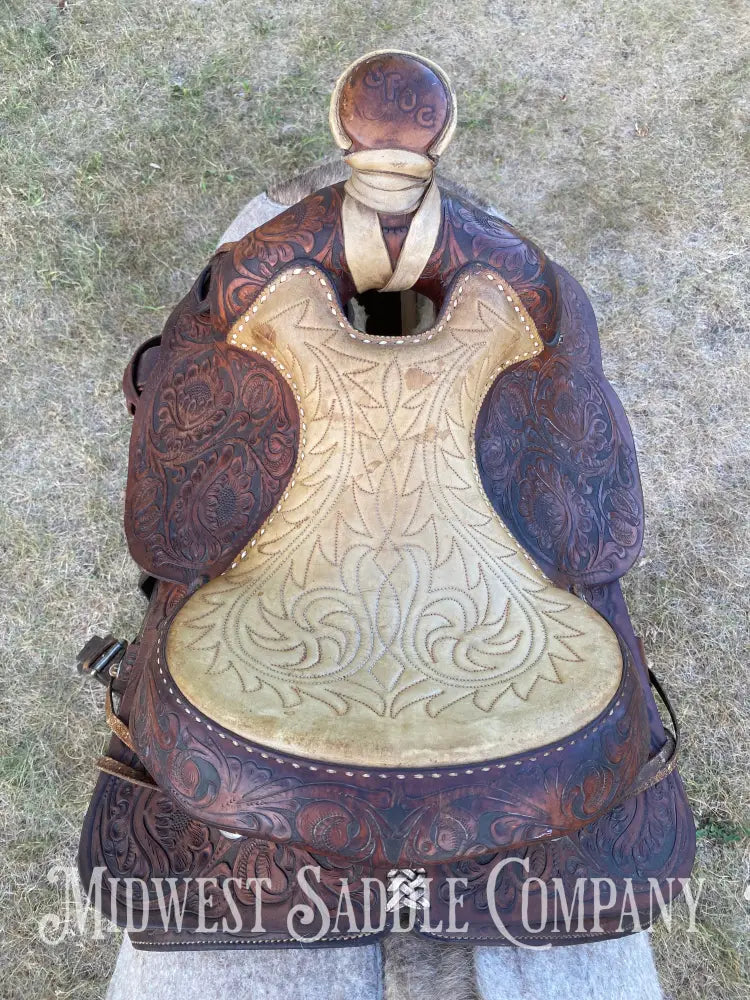 15’ Vintage Circle Y Western Roping Saddle - Fully Tooled!