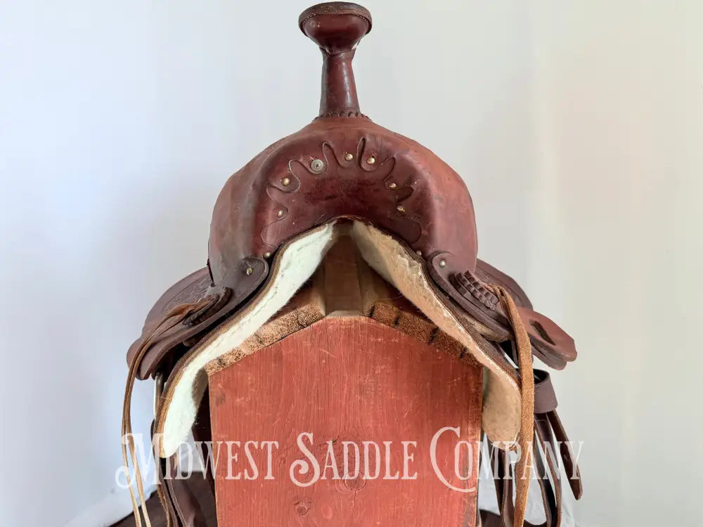 15” Western Barrel Saddle with Floral Leather Tooling Narrow Fit Western Saddle