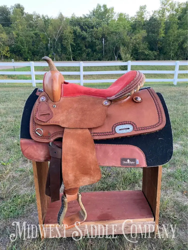 16’ Asa Western Collection Red Barrel Saddle W/ Rhinestones