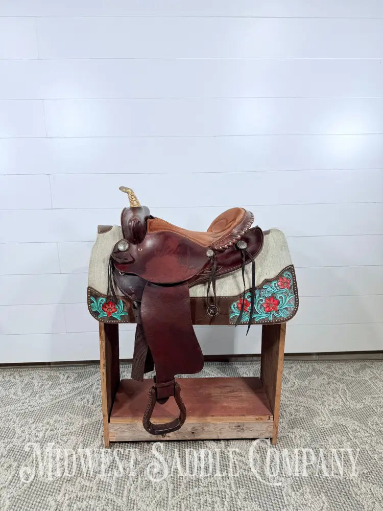 16” Blue Ridge Saddlery Western Barrel Saddle - 7” Gullet FQHB 16” / 6.5” Western Saddle