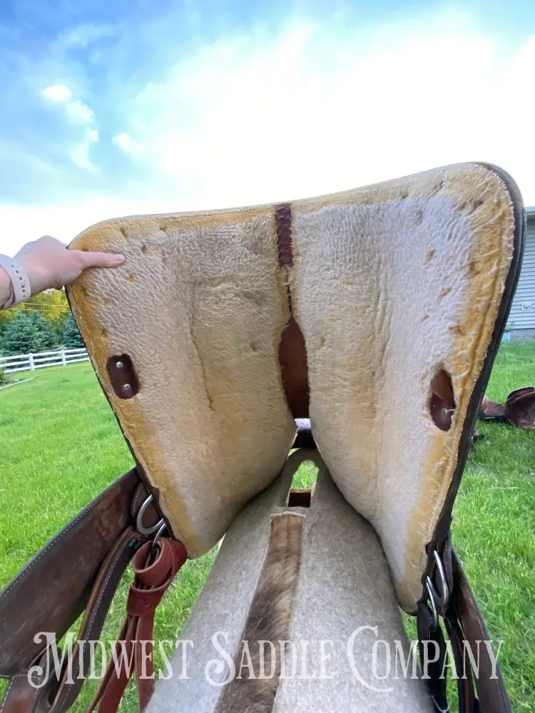16’ Circle Y Equitation Western Horse Show Saddle - Engraved Silver Raised Gold Star