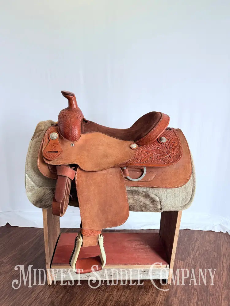 16” RS Saddlery Custom Western Ranch Horse Saddle Oak Leaf Basketweave Tooling Western Saddle