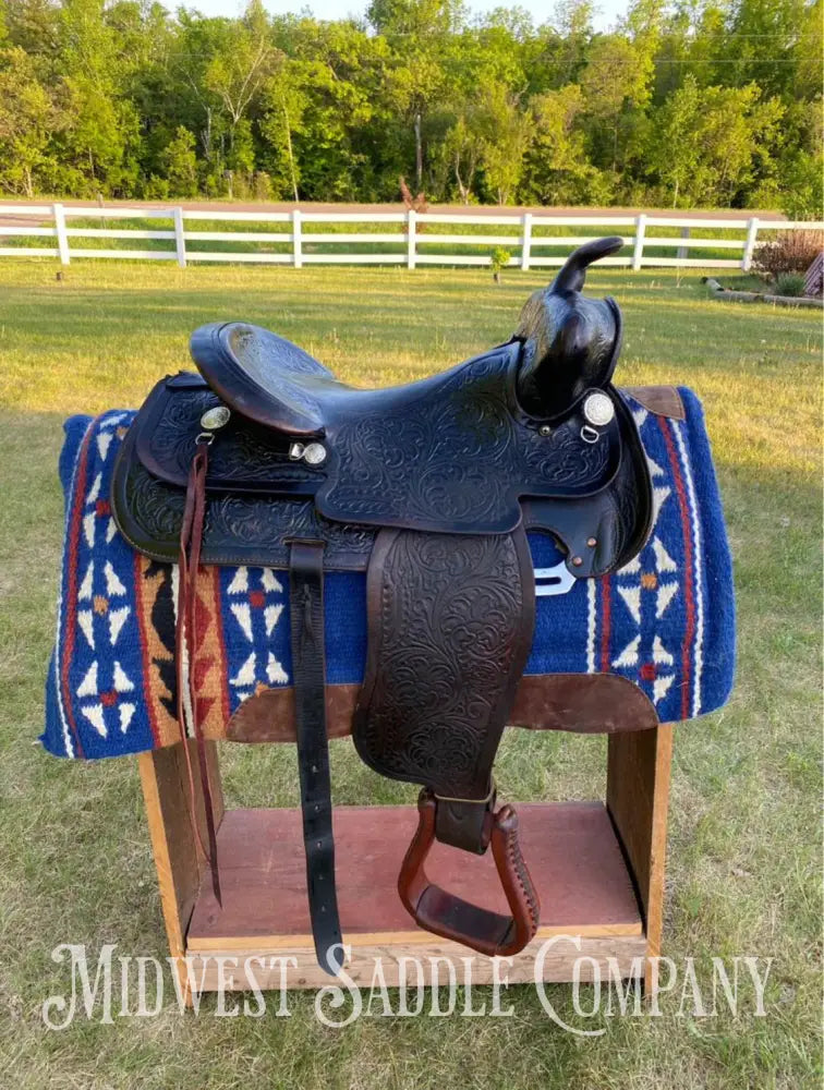 16โ Tex Tan Brahma Brand Black Western Saddle