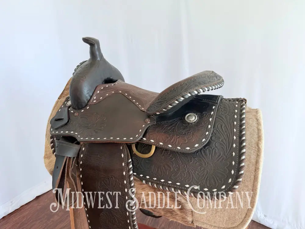 16” Western Buckstitch Ranch Saddle Floral Tooling Western Saddle