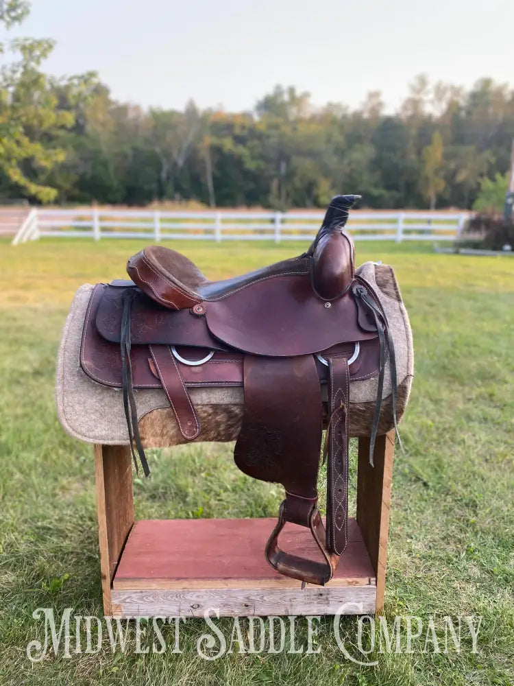 16” Western Roping Saddle W/ Leather Tooling - Fqhb
