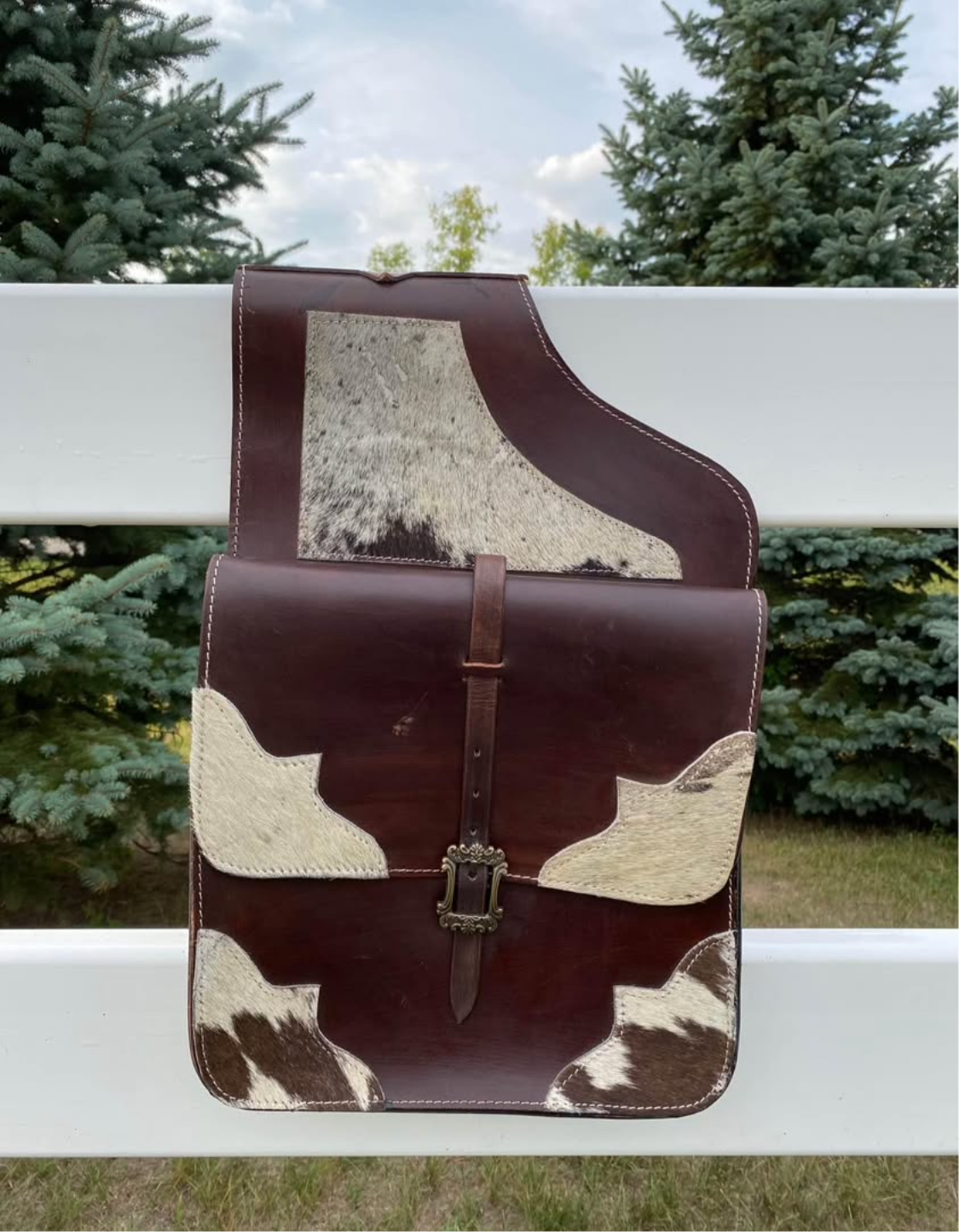 NWT Hair-On Cowhide Leather Western Horse Saddle Bags