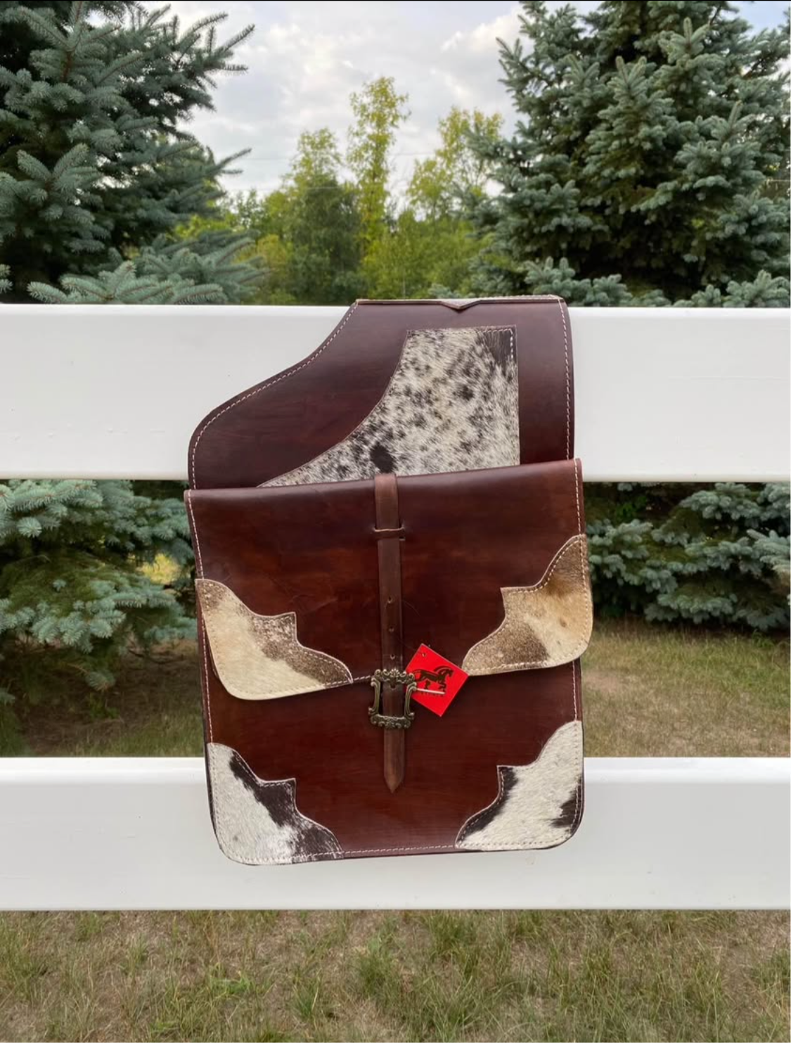 NWT Hair-On Cowhide Leather Western Horse Saddle Bags
