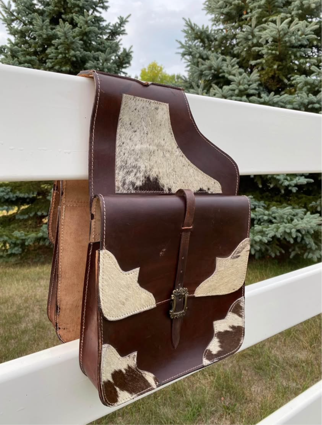 NWT Hair-On Cowhide Leather Western Horse Saddle Bags