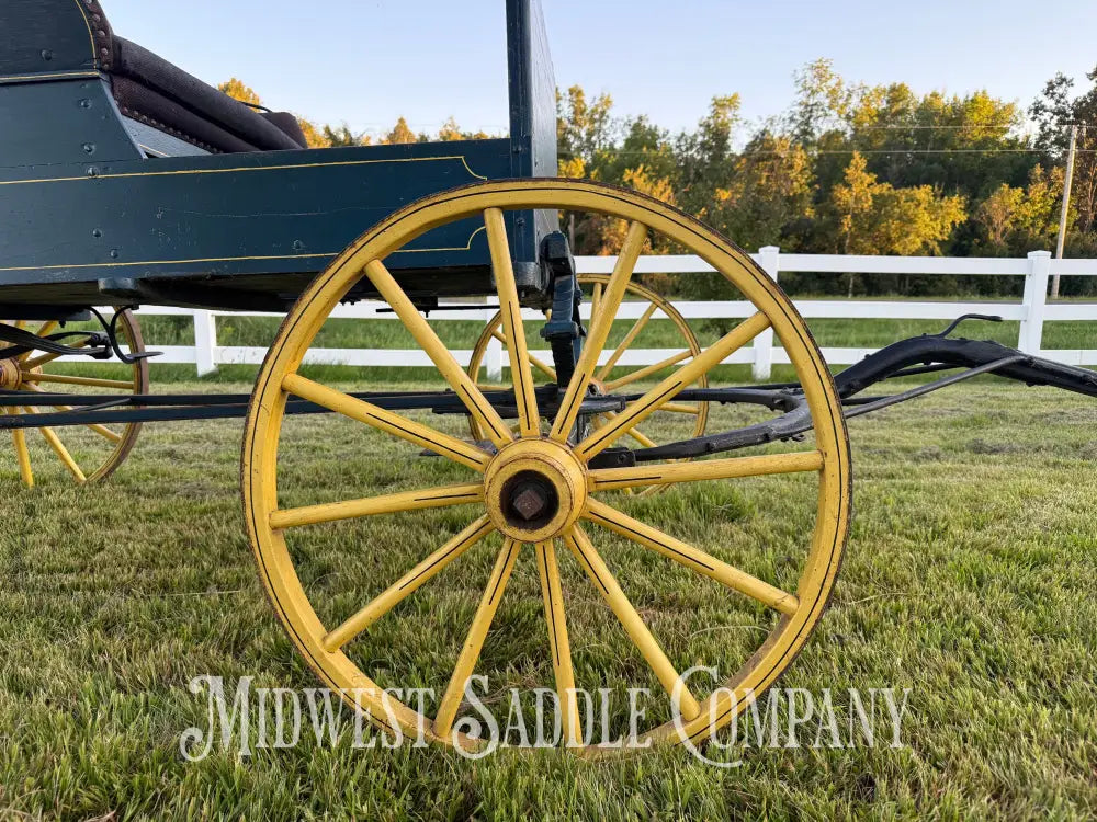 Antique Horse Surrey Carriage with Team Pole Blue & Yellow Carriage