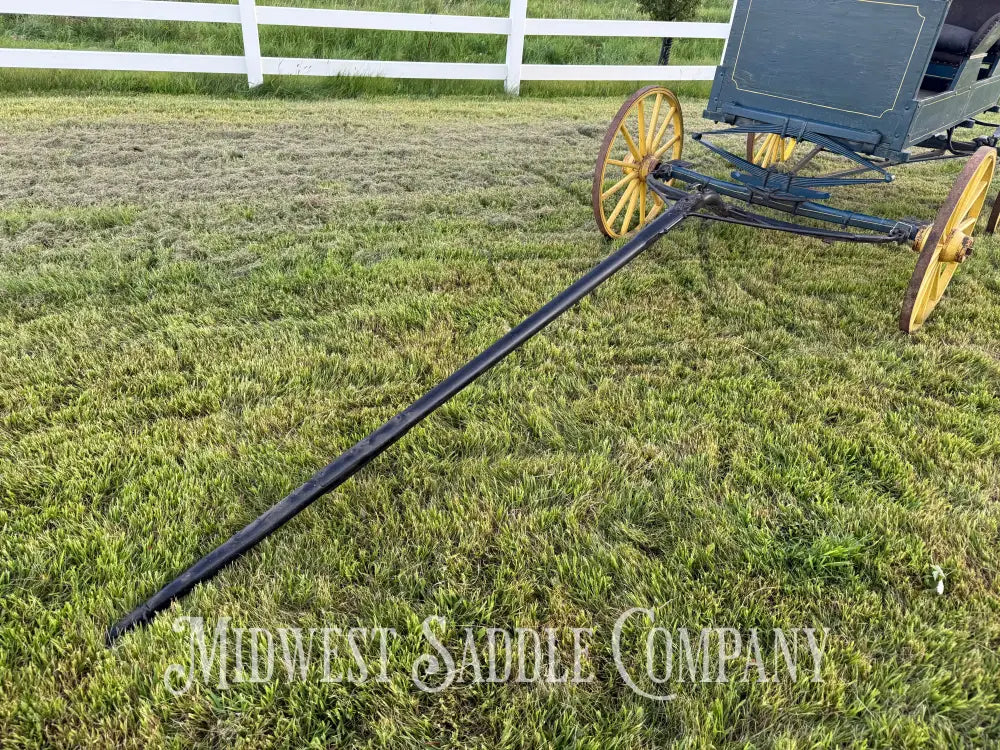 Antique Horse Surrey Carriage with Team Pole Blue & Yellow Carriage