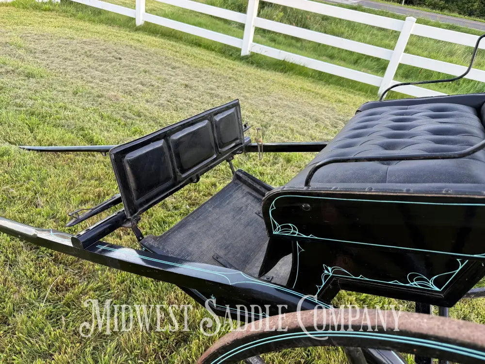 Beautiful Amish Maiden Wooden Cart Blue & Black