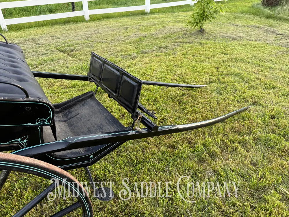 Beautiful Amish Maiden Wooden Cart Blue & Black