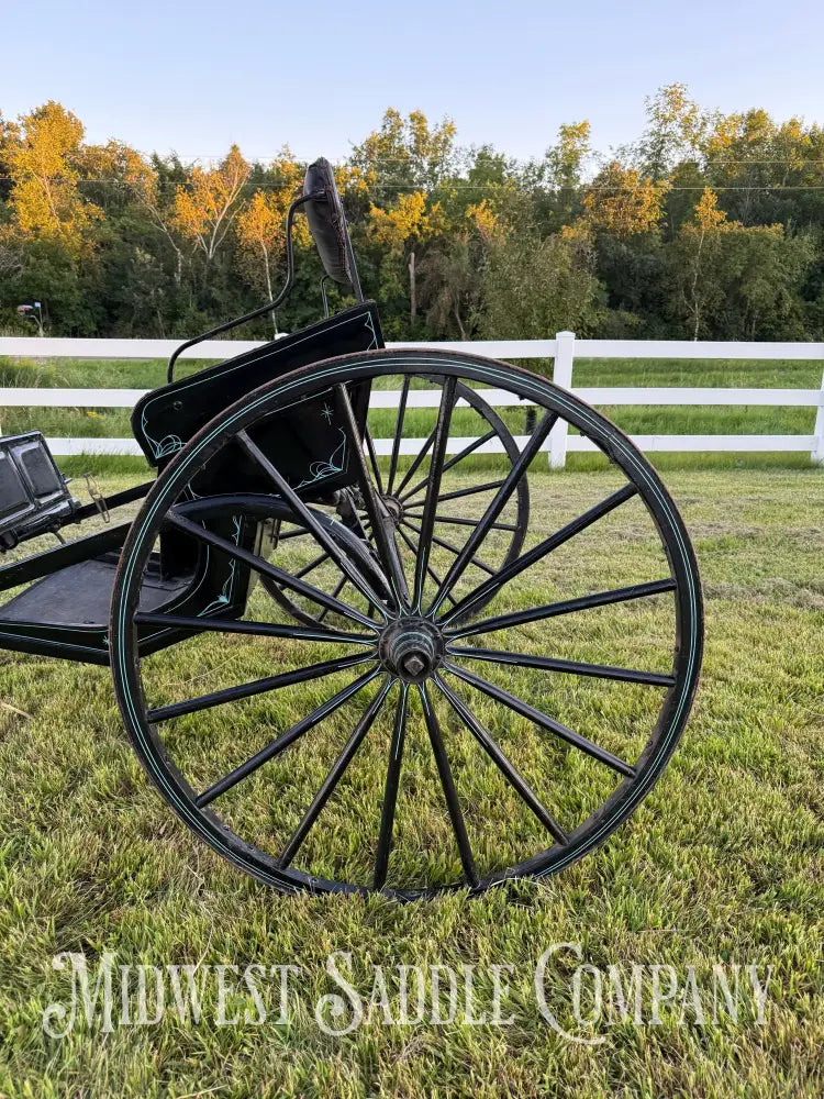 Beautiful Amish Maiden Wooden Cart Blue & Black