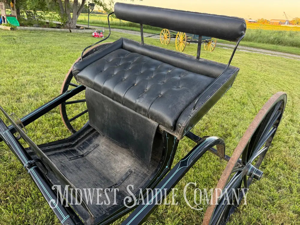 Beautiful Amish Maiden Wooden Cart Blue & Black