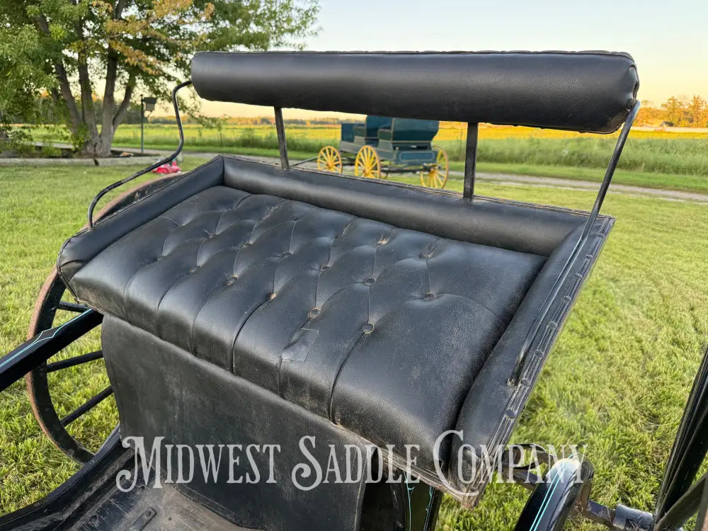 Beautiful Amish Maiden Wooden Cart Blue & Black