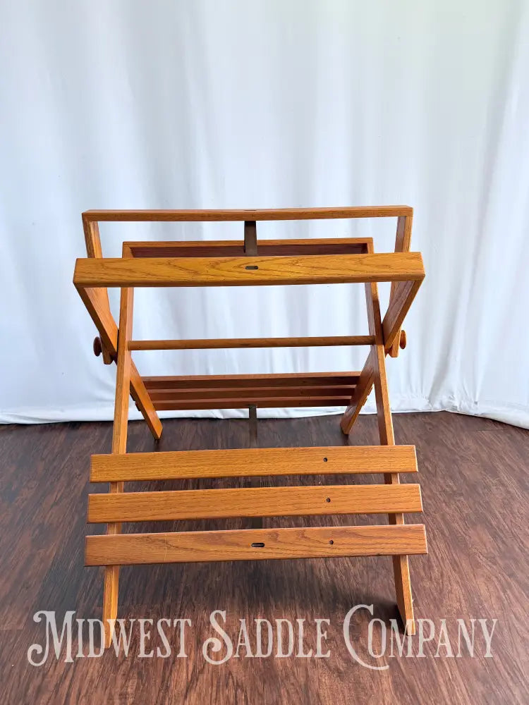 Beautiful Oak Wood Collapsible Display Saddle Stand