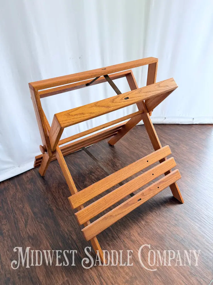 Beautiful Oak Wood Collapsible Display Saddle Stand