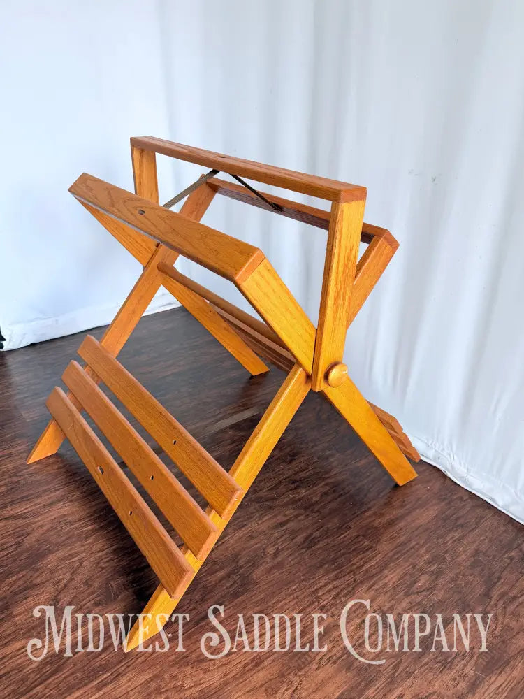 Beautiful Oak Wood Collapsible Display Saddle Stand
