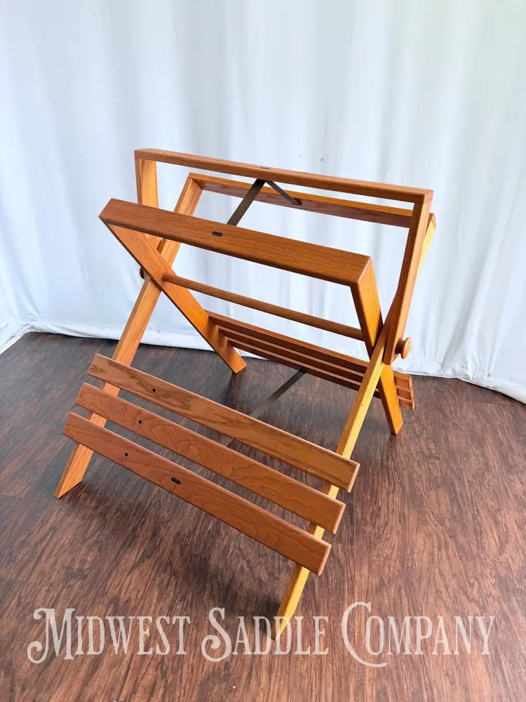 Beautiful Oak Wood Collapsible Display Saddle Stand