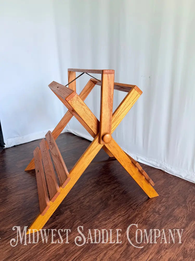 Beautiful Oak Wood Collapsible Display Saddle Stand