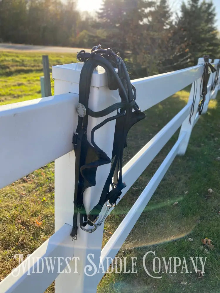 Donkey Driving Harness Leather Bridle with Blinders Driving Harness