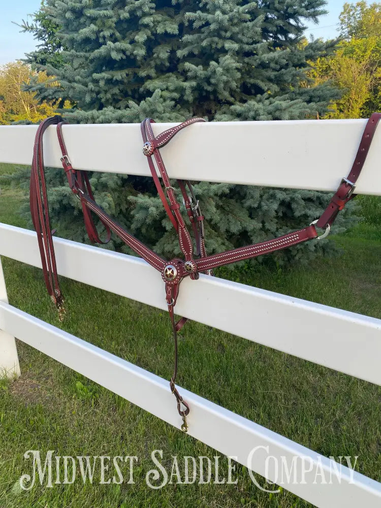 Like New Weaver Leather Texas Star Complete Tack Set - Nwot Horse Headstall Breast Collar Reins
