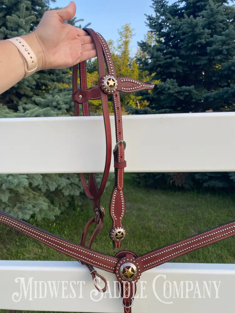 Like New Weaver Leather Texas Star Complete Tack Set - Nwot Horse Headstall Breast Collar Reins