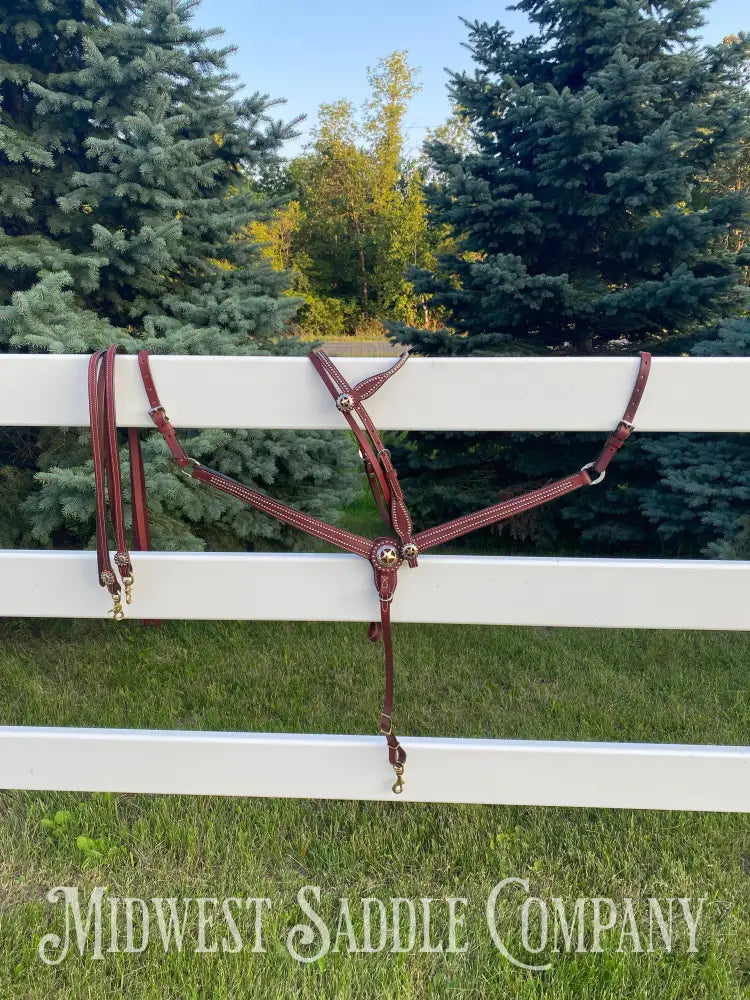 Like New Weaver Leather Texas Star Complete Tack Set - Nwot Horse Headstall Breast Collar Reins