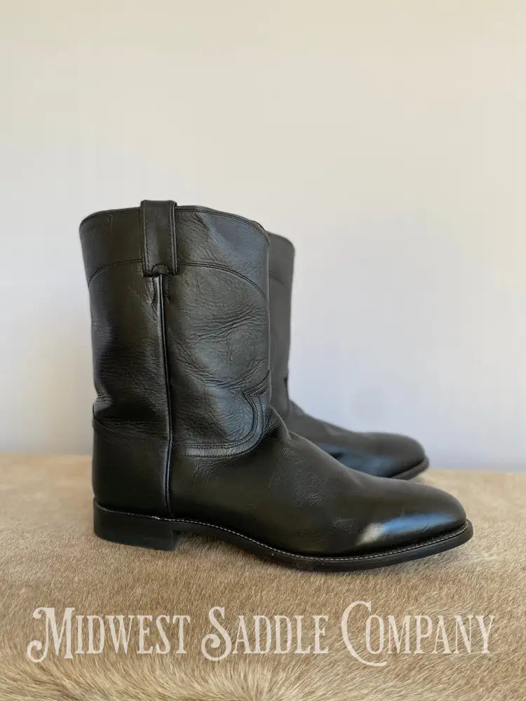 Men’s Justin Western Cowboy Boots Black Leather - Size 14 D