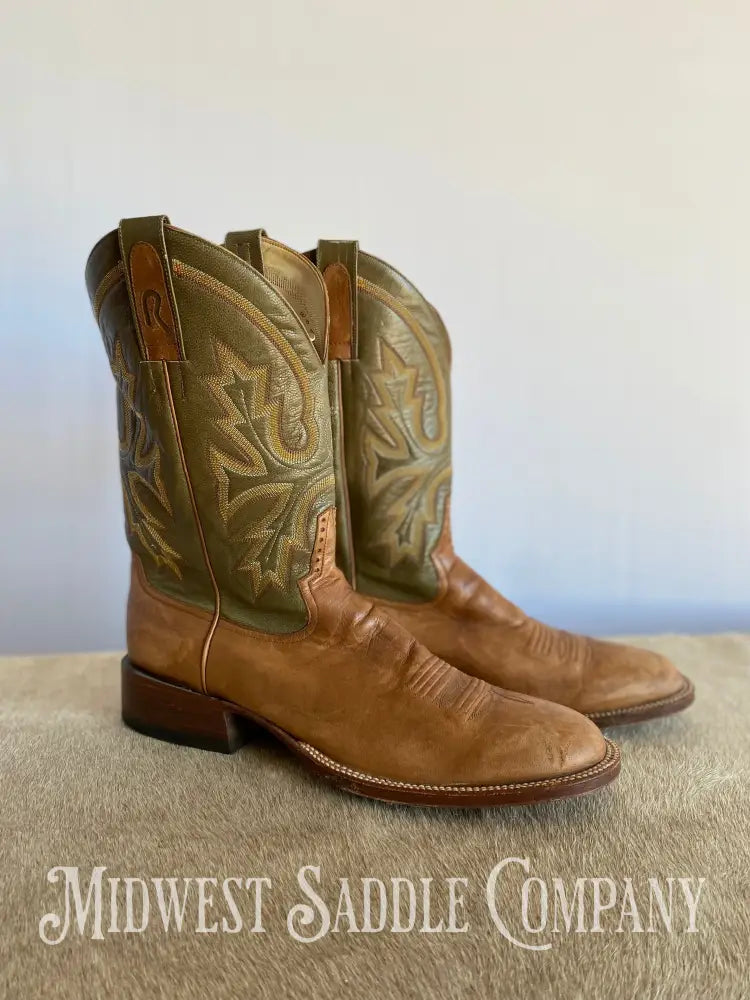 Rod Patrick Western Leather Cowboy Boots Green & Brown - Men’s 13 Aa
