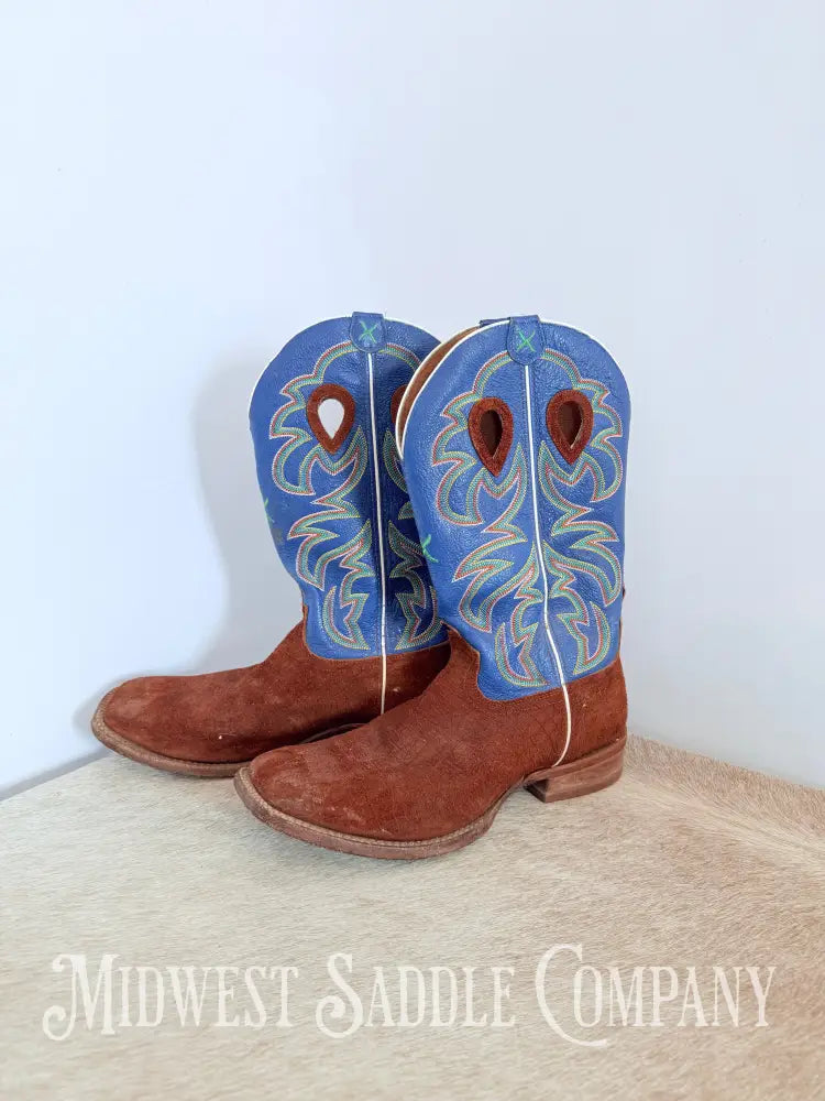 Menβs Twisted X Work Boot Cognac R/O Hippo Square Toe MRSL034 - Size 12 EE Western Boots