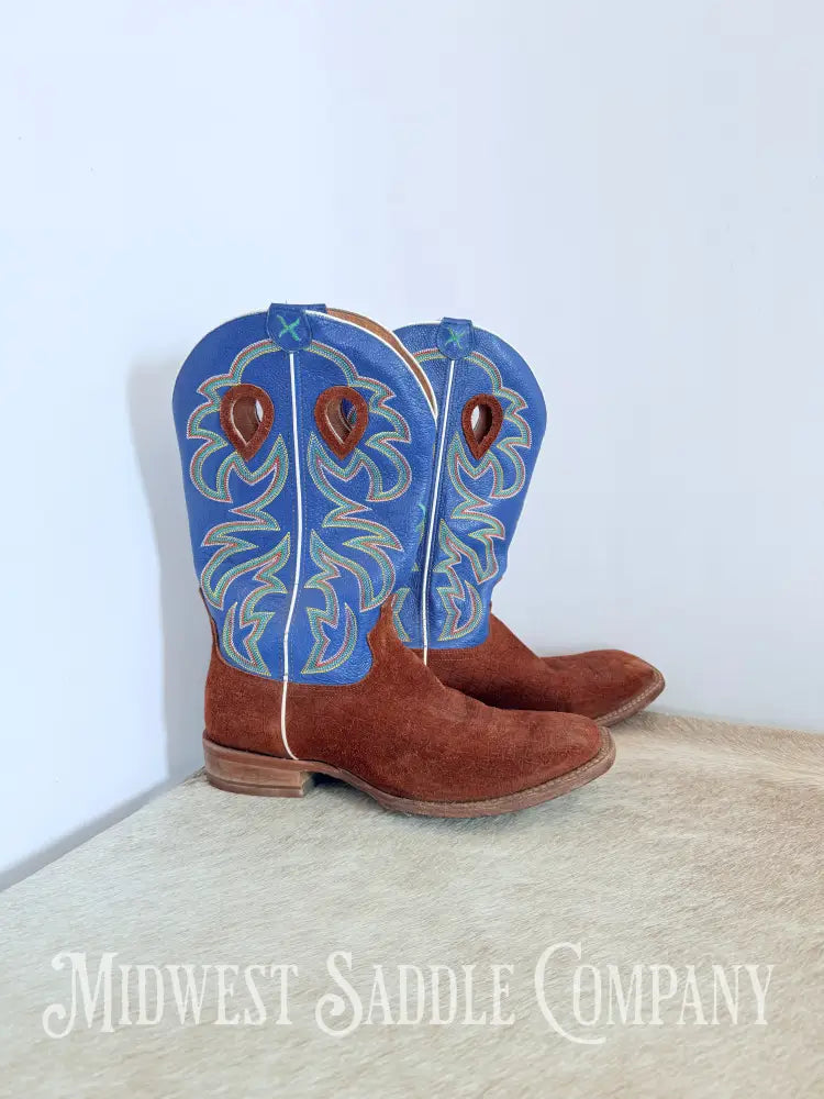 Menβs Twisted X Work Boot Cognac R/O Hippo Square Toe MRSL034 - Size 12 EE Western Boots