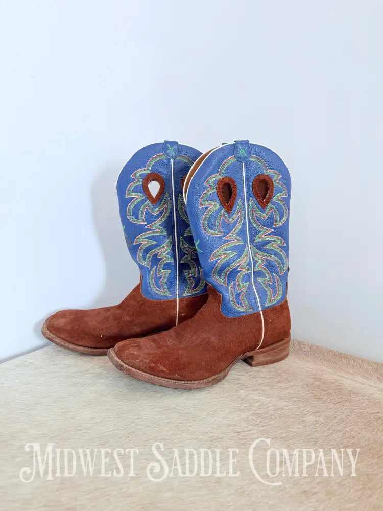 Menβs Twisted X Work Boot Cognac R/O Hippo Square Toe MRSL034 - Size 12 EE Western Boots