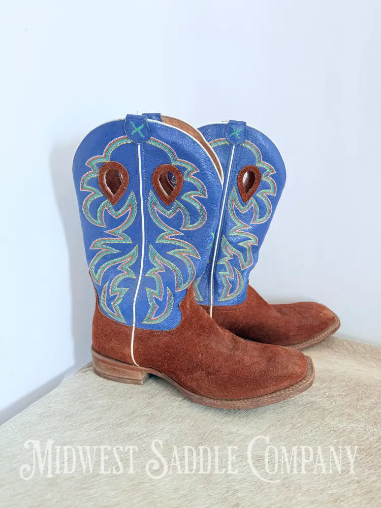 Menβs Twisted X Work Boot Cognac R/O Hippo Square Toe MRSL034 - Size 12 EE Western Boots