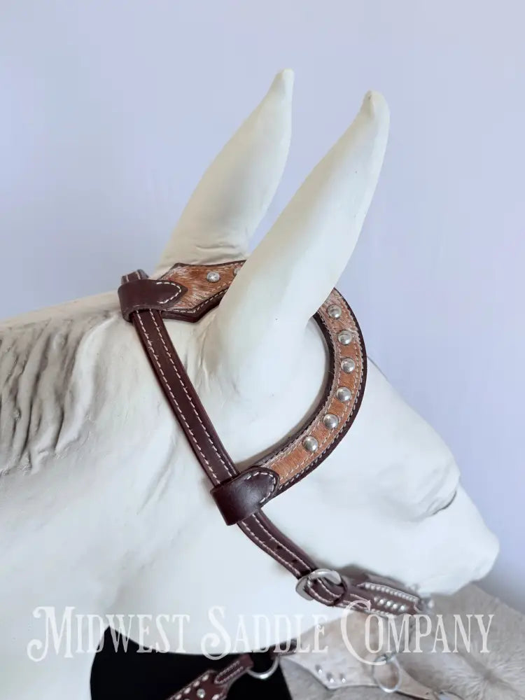New Buckstitch Dot Western Headstall & Bikini Breast Collar Hair-on-Hide Full Horse Size Tack Set