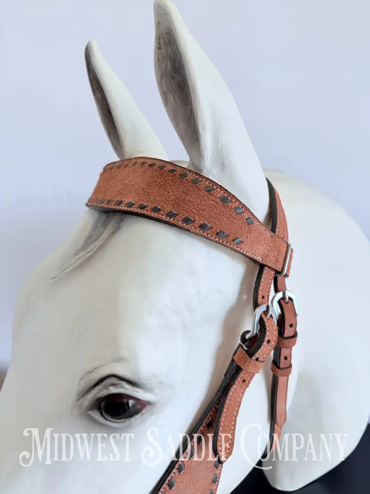 New Chocolate Buckstitch Western Headstall & Breast Collar Tack Set Rough-out Leather Tack Set