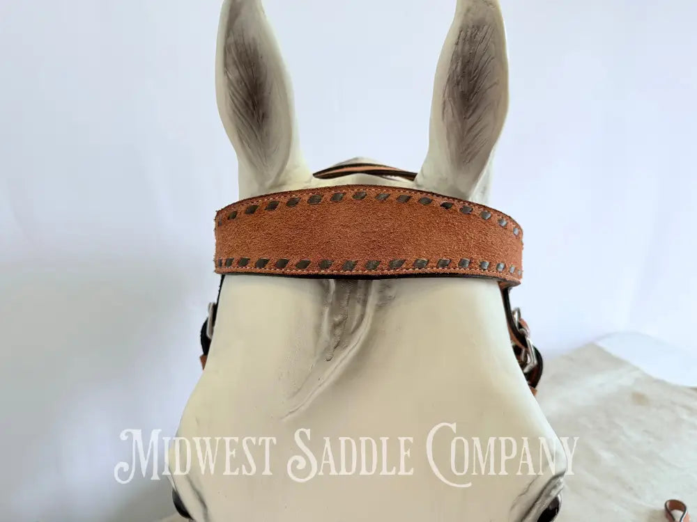 New Chocolate Buckstitch Western Headstall & Breast Collar Tack Set Rough-out Leather Tack Set