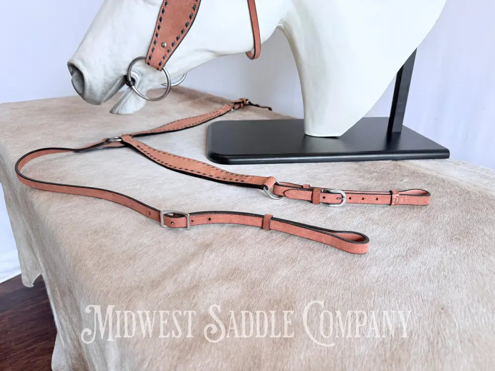 New Chocolate Buckstitch Western Headstall & Breast Collar Tack Set Rough-out Leather Tack Set