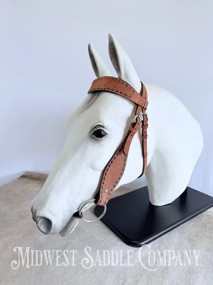 New Chocolate Buckstitch Western Headstall & Breast Collar Tack Set Rough-out Leather Tack Set