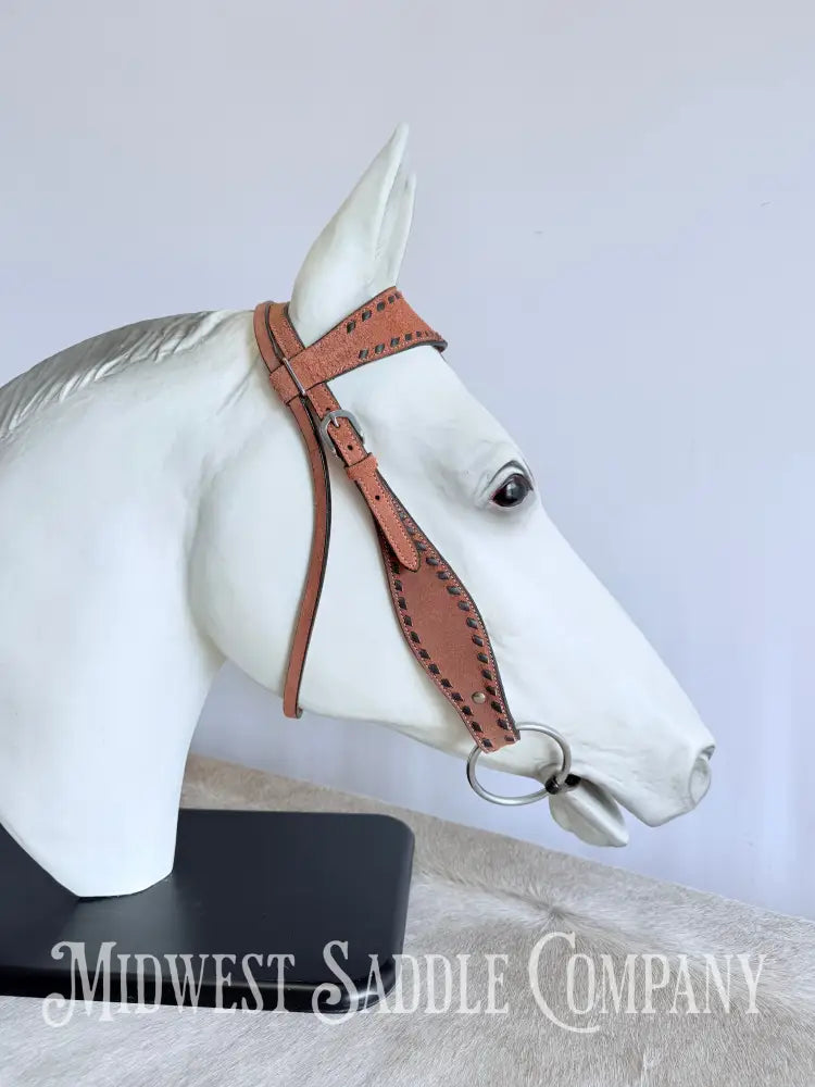 New Chocolate Buckstitch Western Headstall & Breast Collar Tack Set Rough-out Leather Tack Set