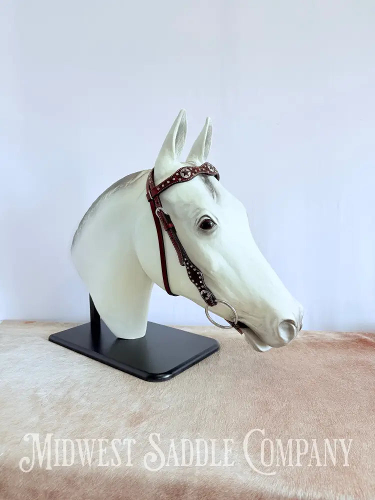 New Circle Y Star Concho & Rhinestone Leather Headstall Full Horse Size Bridles & Headstalls