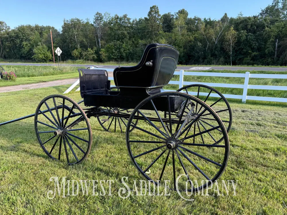 Rare John Deere Reliance Company Horse Buggy with Team Pole Black & Yellow Carriage