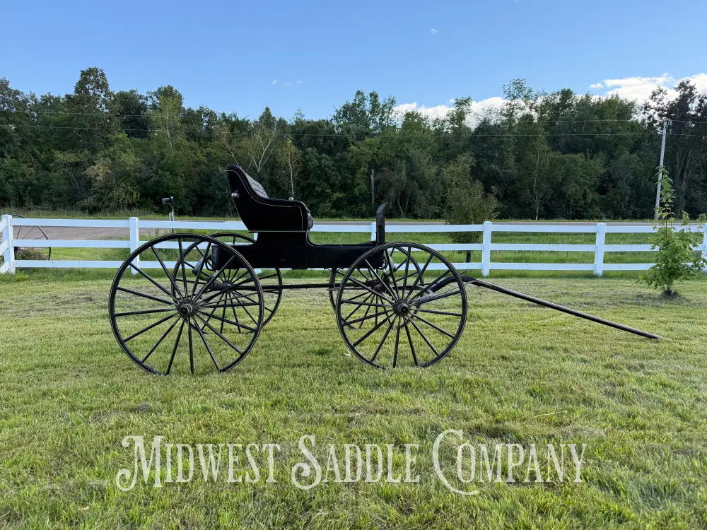 Rare John Deere Reliance Company Horse Buggy with Team Pole Black & Yellow Carriage