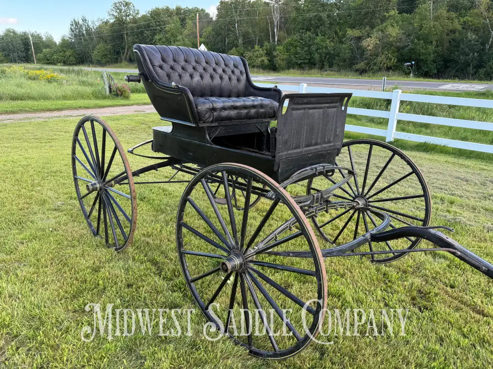 Rare John Deere Reliance Company Horse Buggy with Team Pole Black & Yellow Carriage