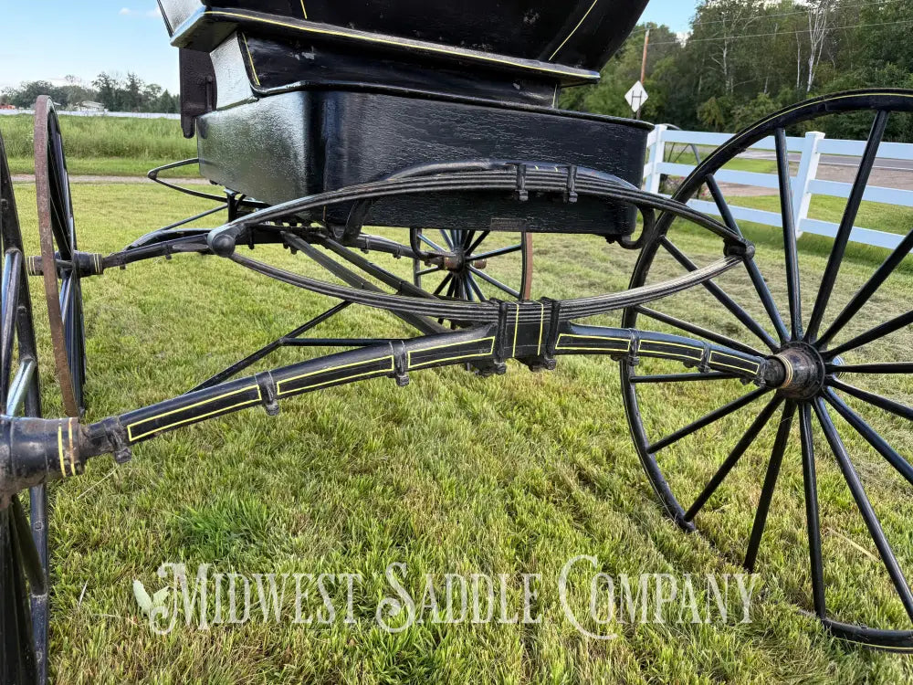 Rare John Deere Reliance Company Horse Buggy with Team Pole Black & Yellow Carriage